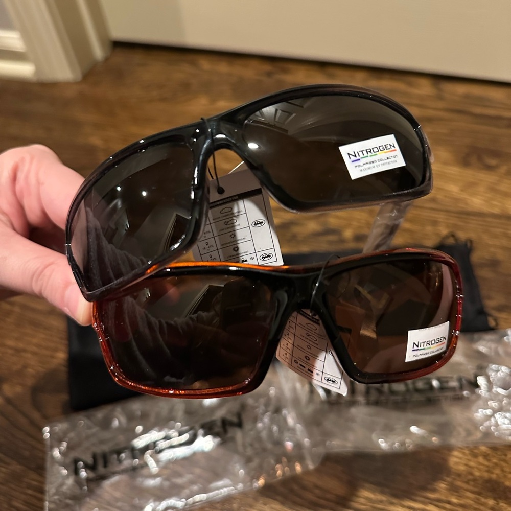 Nitrogen Polarized Black and Red Sport Sunglasses Set